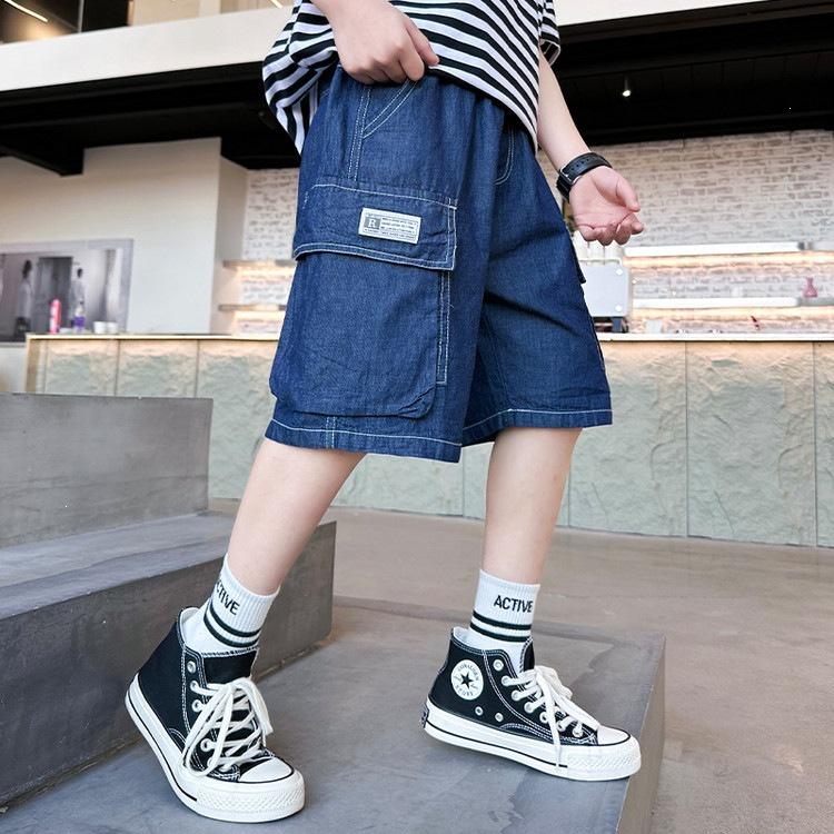 Boys Trendy Denim Capri Overalls - Cool & Lightweight Summer Shorts 160 cm