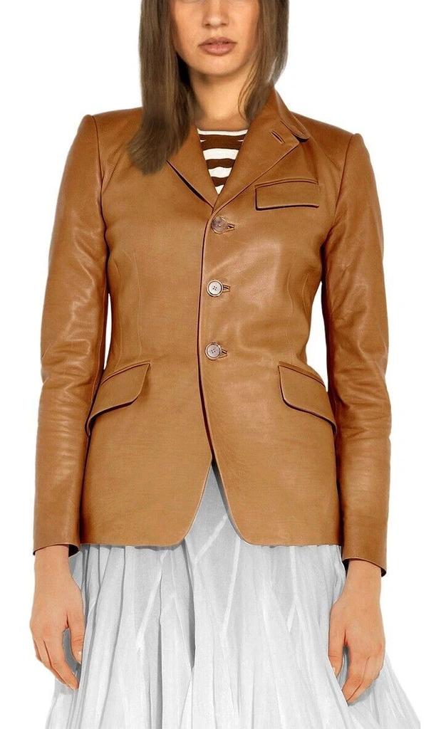 Formal White Women's Blazer Genuine Lambskin Leather Handmade New Casual Stylish