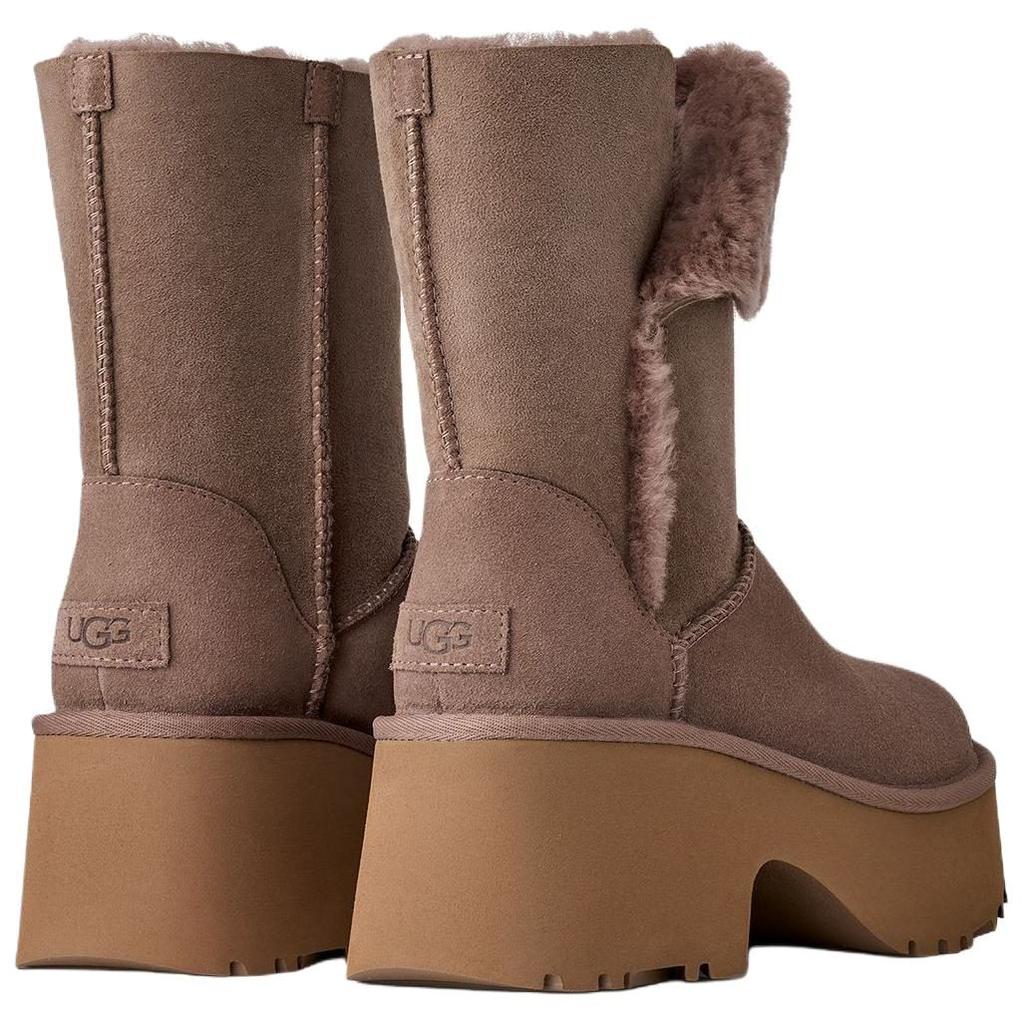 UGG Classic Novelty Esmee Cow Split Leather Thermal Fleece Lined, Versatile Vintage Short Mid Calf Snow Boots Women's 1171533-CRBO