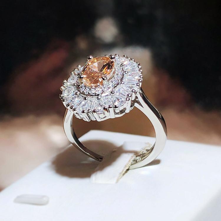 Sonnenblume Vintage Ring Höfischer Stil Handgefasst Imitation Gelber Diamant