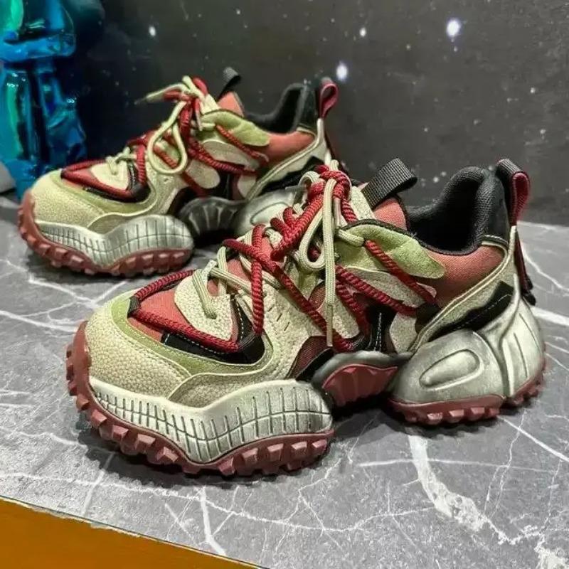 Módní robustní tenisky pánské designové horolezecké boty módní ležérní kožené látkové prodyšné s platformou zvyšující výšku sportovní boty