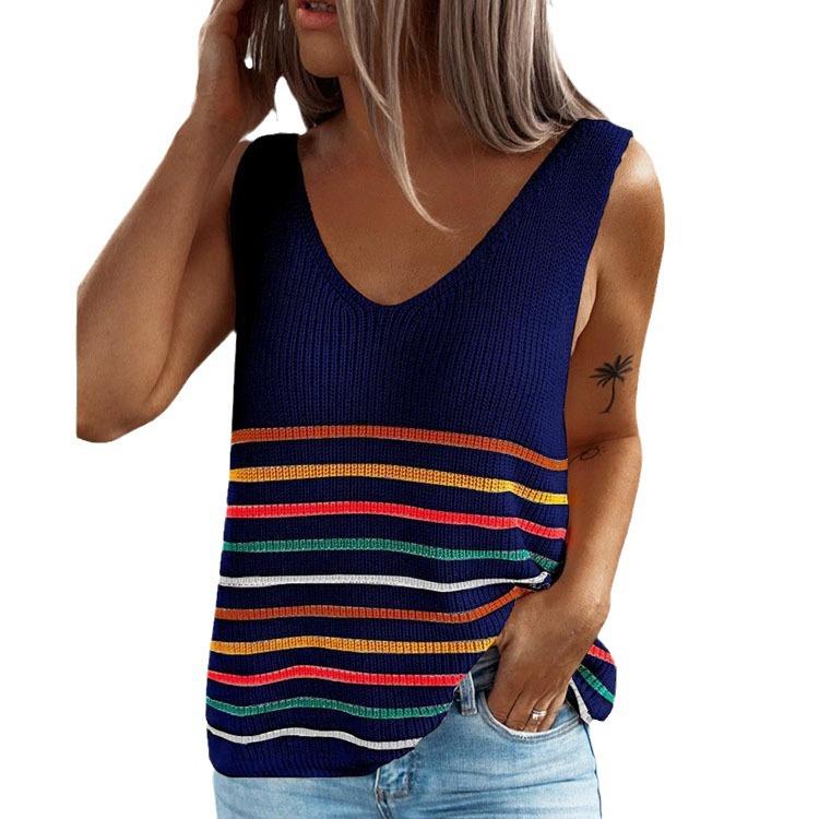 Maglia da Donna Gilet in Maglia T-Shirt Scollo a V Interno Pullover Top