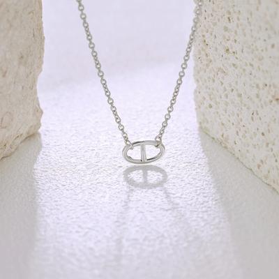 Sterling Silver 925 Pairs Letter D Simple Fashion Pig Nose Irregular Trendy Light Luxury All-Match Necklace Female Accessories
