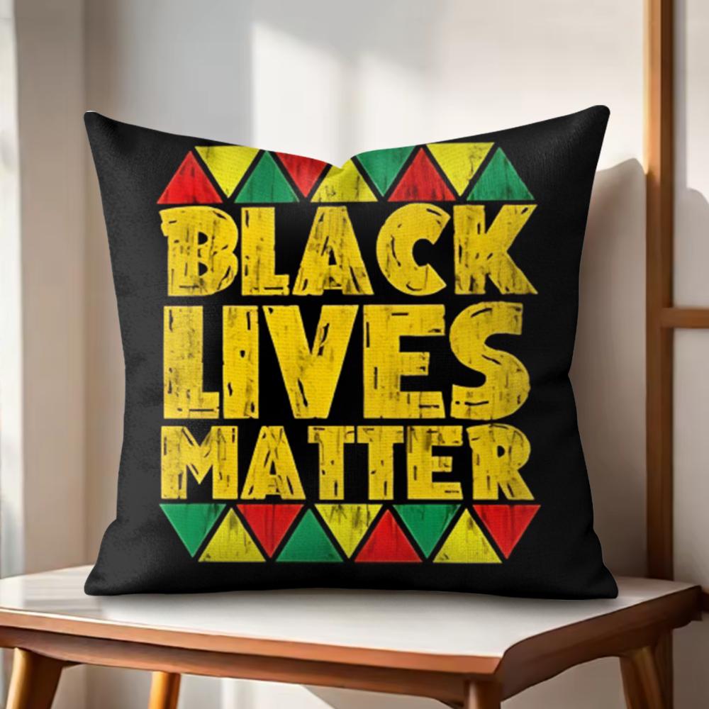 Fun Black History Month Cushion Cover Natural Linen Organic Fabric DoubleSided Printing Couch Pillow Covers Home Decor
