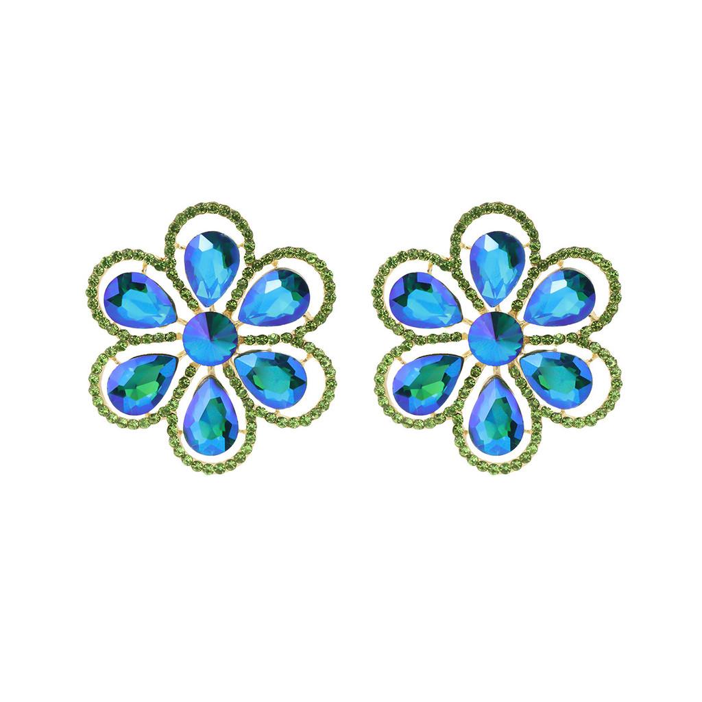 Elegant Flower Earrings With Full Rhinestones For Party And Evening Wear