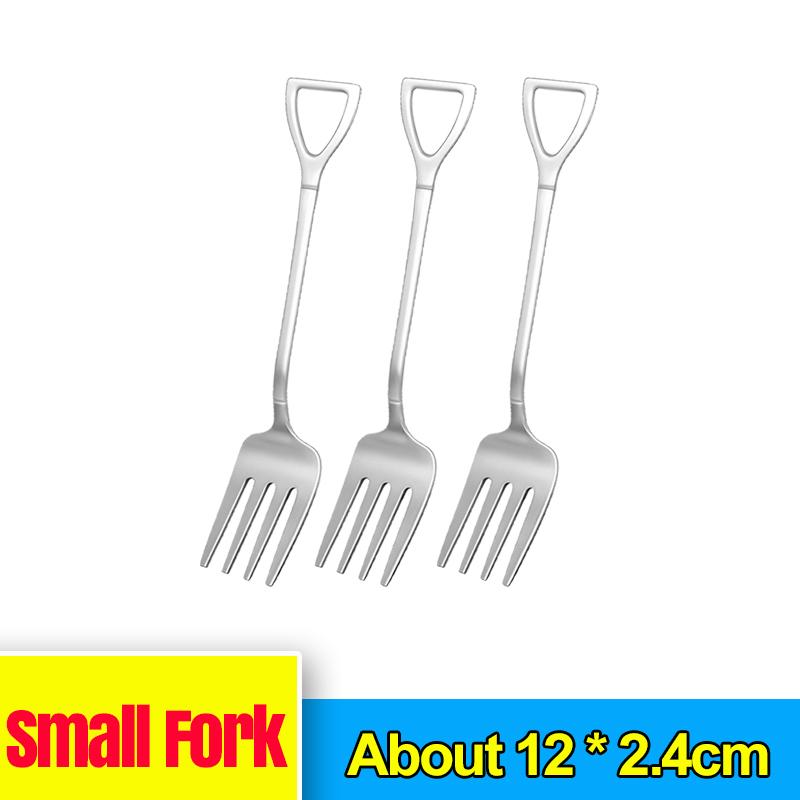 10/1PCS Stainless Steel Forks And Spoon Creative Shovel Shaped Spoons Dessert Fork Ice Cream Scoops Home Tableware Cutlery Set