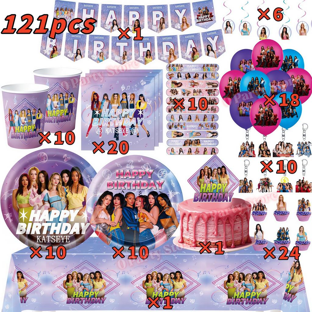 Kpop K&Katseye Birthday Party Decoration Plate Cup Banner Balloon for Girl Party Favor Idol Fans Gift Baby Shower Event Supplies