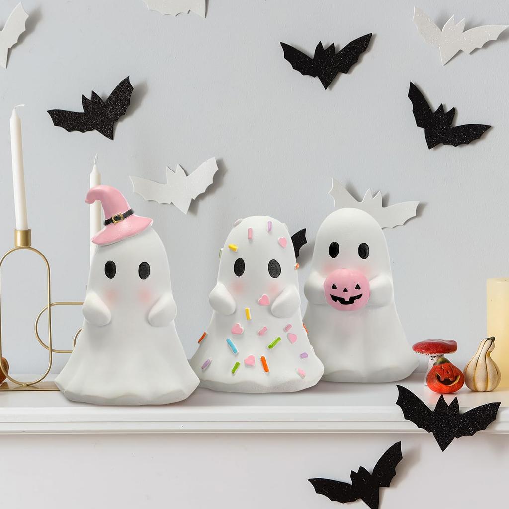 Cute pink ghost Halloween decoration ornaments creative home desktop holiday party small ornaments resin craft