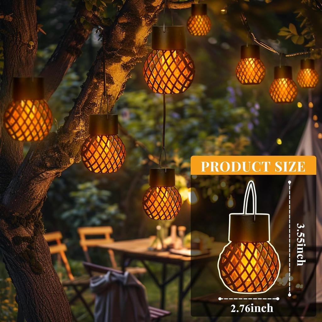 2/4/8pcs Outdoor Solar Lights Featuring Realistic Flickering Flames Suitable for Hanging Or Standing Garden Halloween Decoration