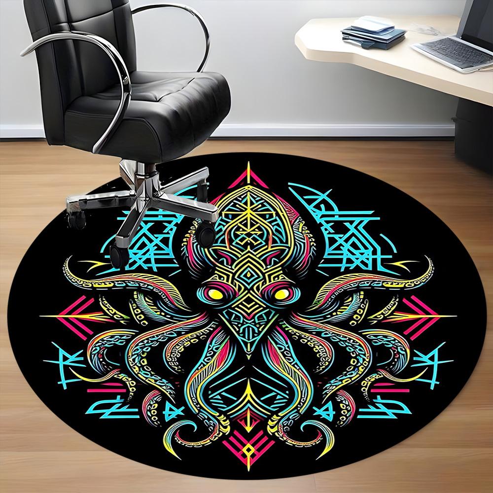 1pc Octopus Mandala Office Round Area Rug, Under Office Chairs Bedroom Living Room Home Decor, Room Deco, Available in Various Sizes