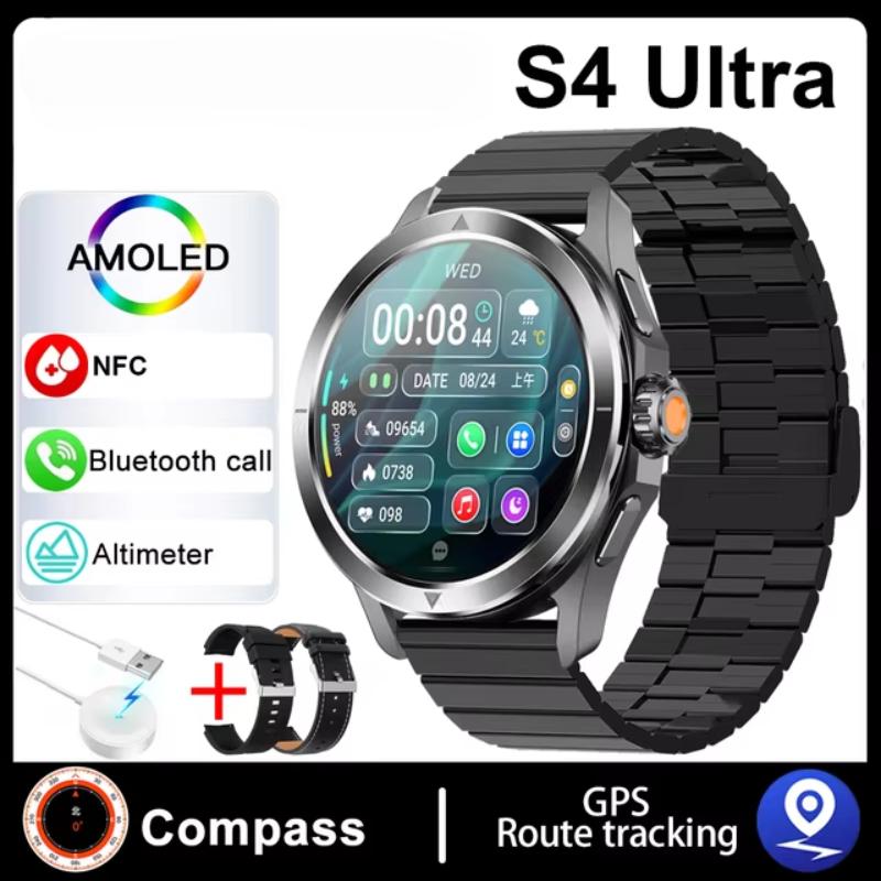2025 NEU S4 Ultra Smart Armband Herrenuhr AMOLED HD Bildschirm Bluetooth Anruf GPS Trajektorie NFC Herzfrequenz Kompass Smartwatches