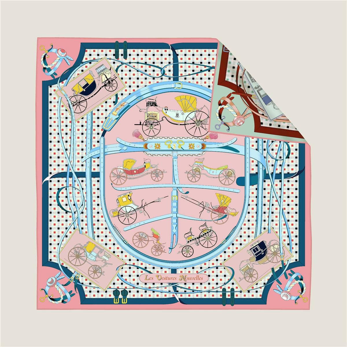 

New Brand Two-sided Print Headband Scarf Women Fashion 90cm The horse Hijab Bandana Neckerhicef Beach Sun Protection Shawl 90x90cm