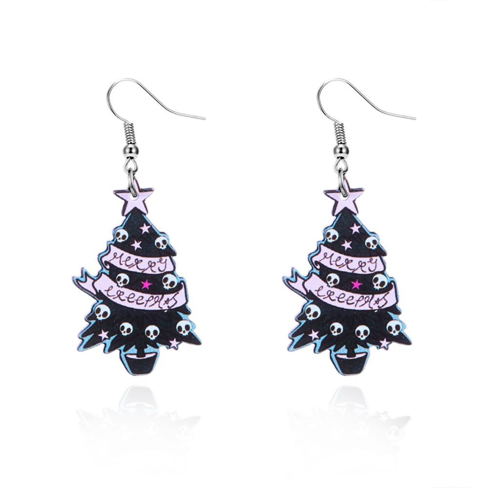 Ghost Black Skeleton Tree Earrings Ear Hook Gothic Jewelry Accessories  Decoration