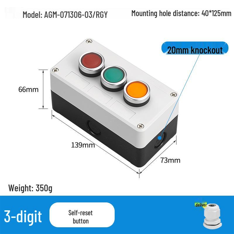 KEOLEA Waterproof Emergency Stop & Start Button, Industrial Self-Reset Push Control Box