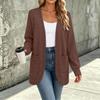 Women's Color V-Neck Long Sleeve Knit Cardigan Jacket for Fall Winter Casual Wear
