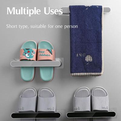 Adhensive Drill-free Slipper & Towel Rack Bathroom Towel Bar Shelf Wall Mounted Towels Slipper Hanger Kitchen Bathroom Accessories