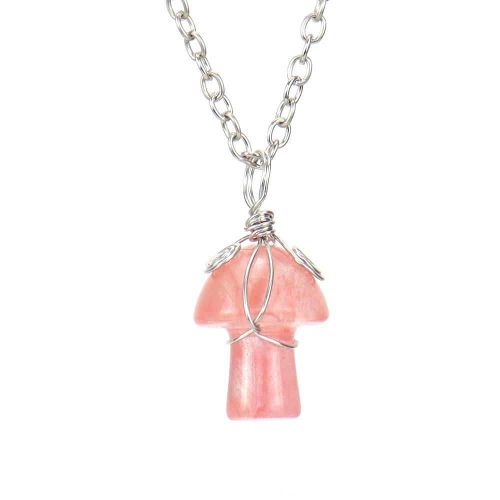 

Hand-Wound Crystal Agate Small Mushroom Pendant Necklace Jewelry Diy Jewelry Accessories N585 pure natural кавун червоний колір