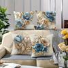 Dreamy Rose and Ribbon Art PillowcaseBedroom Living Room Sofa Home Decor Polyester Cushion Cover with Zipper