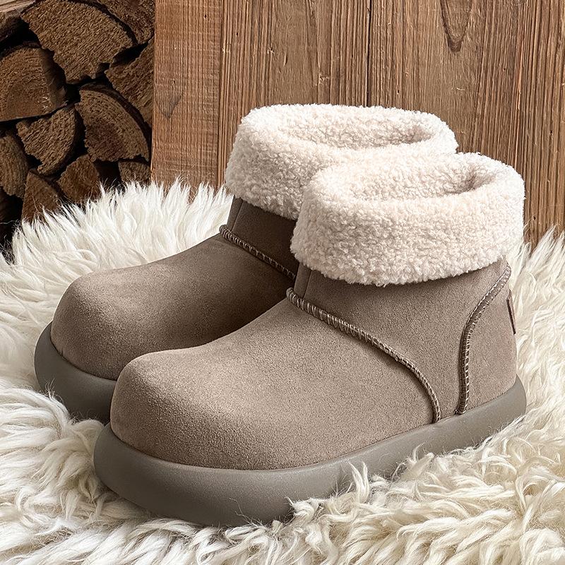 

Snow boots heightened platform potato curly cotton shoes winter new velvet boots couple big head shoes 44 сірий колір