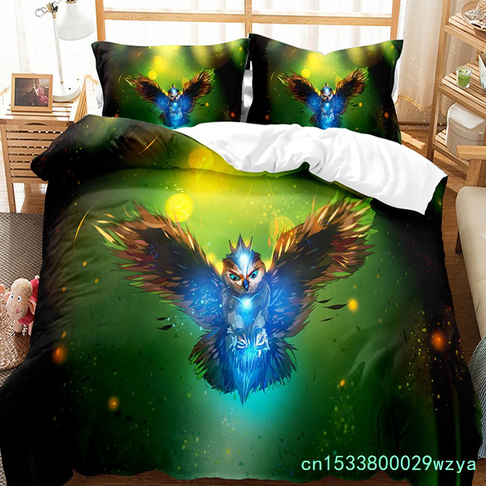 Owl Duvet Cover Set Cute Bird Polyester Comforter Cover For Boys Girls Kids Bedding Set King Size Quilt Cover With Pillowcase