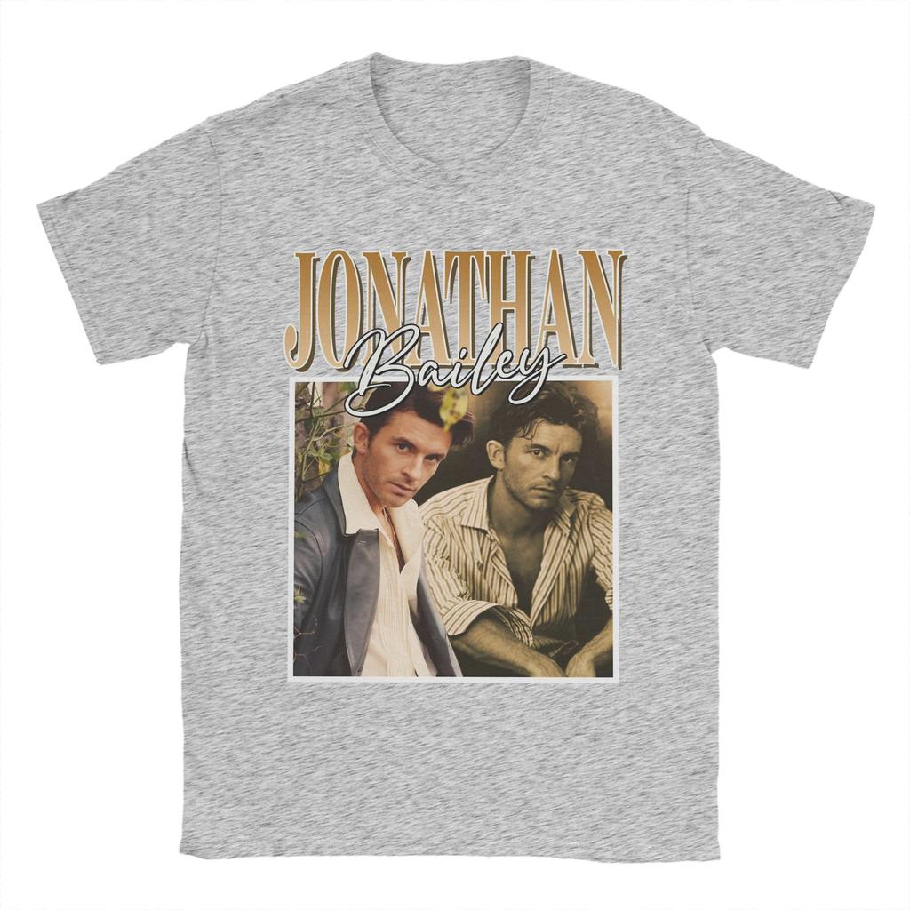 Jonathan Bailey Herren T-Shirts Lässiges T-Shirt Kurzarm Rundhals T-Shirts Reine Baumwolle Übergröße Tops
