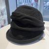 New Pleated Stacking Basin Hat Women's Autumn Retro Versatile Big Head Circumference Showing Small Face Fashionable Crimping Painter Hat