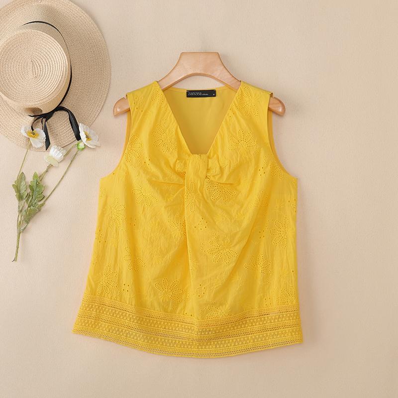 ZANZEA Women Casual V-Neck Summer Sleeveless Tank Tops