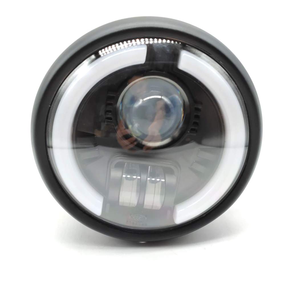 

YIBO General 6.5-inch Retro Motorcycle Headlight for Harley CG125 Modified LED Angel Eye Headlight with Turn Signals