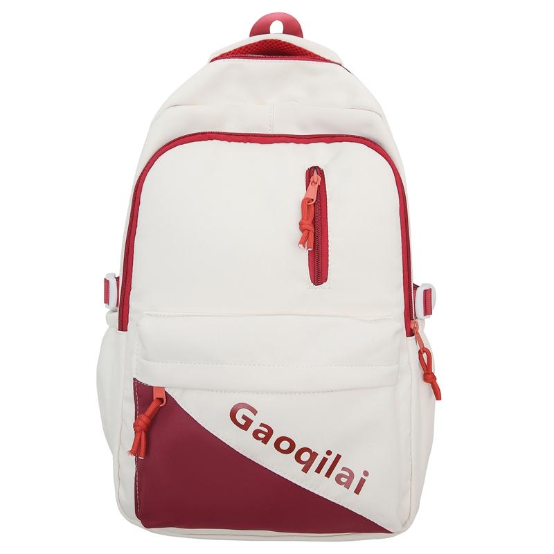 

Женский школьный рюкзак большой вместимости с цветными блоками, студенческий рюкзак, мужской рюкзак с буквами красный/белый