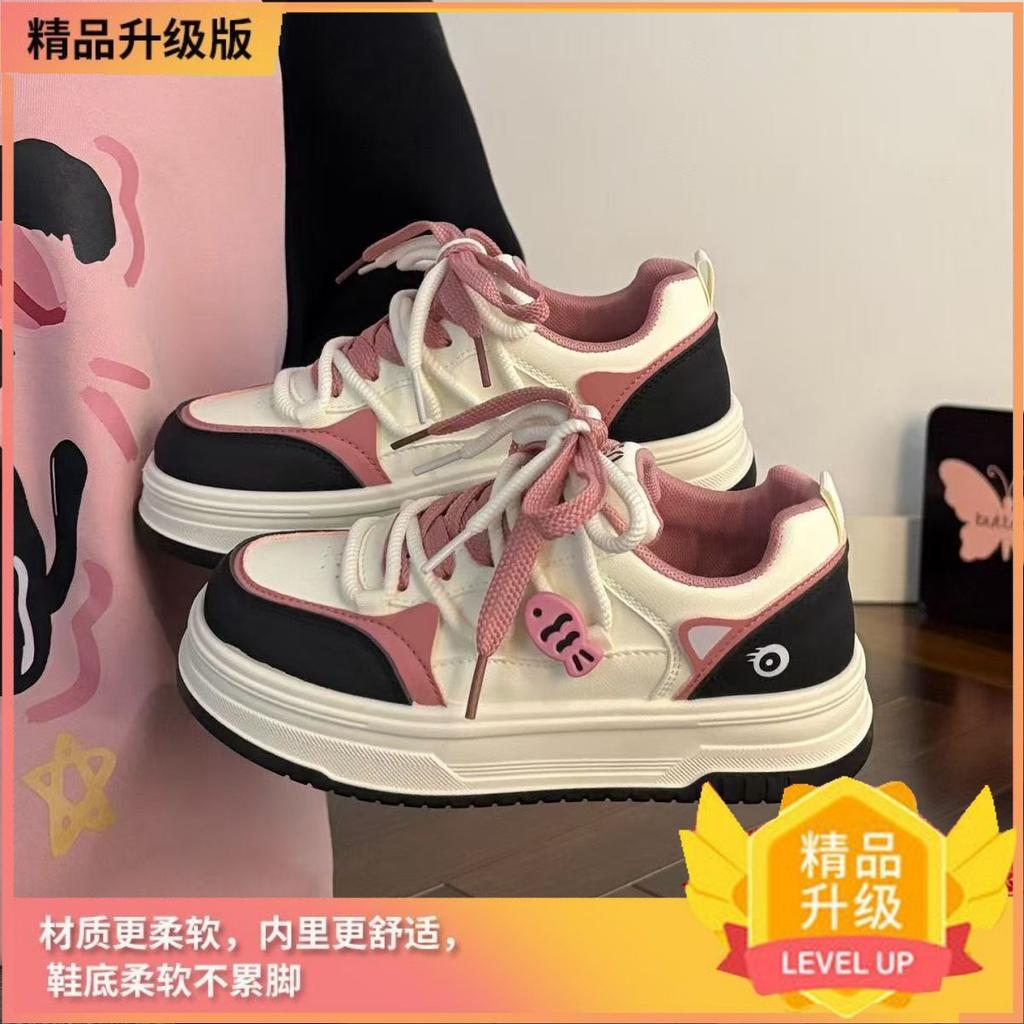 Cherry blossom powder board shoes women's new autumn models explode, kittens eat fish, high value, super soft thick bottom