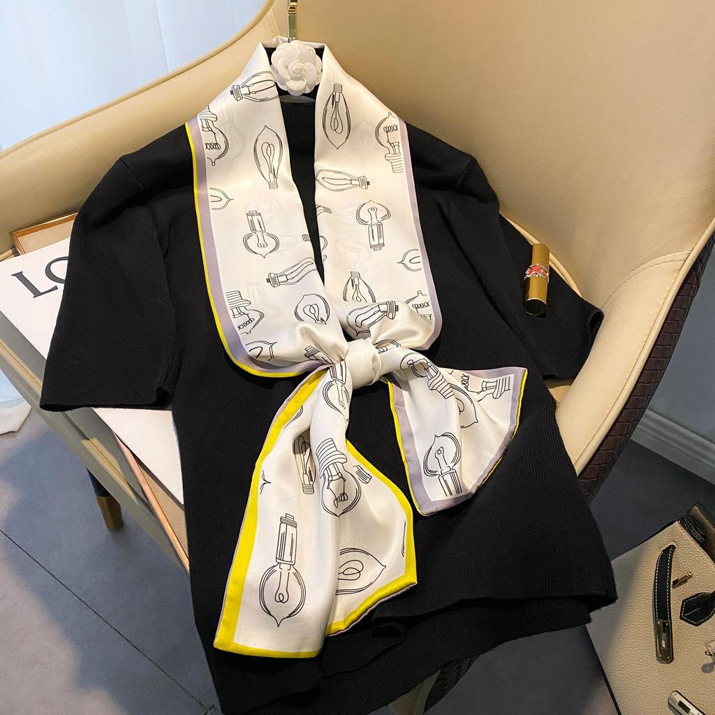 Eșarfe de mătase de înaltă calitate, de lux, bentiță, eșarfe pentru gât, pentru femei, eșarfă de mătase cu lanț, șal decorativ pentru femei