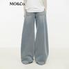 MO&Co. Women's Washed Indigo Wide-Leg Jeans