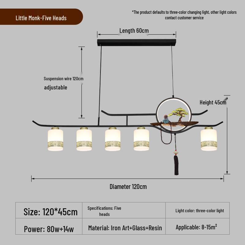 Modern Zen Dining Pendant Light: Pine-Inspired Multi-Head Strip Lamp for Tea Table or Study Desk