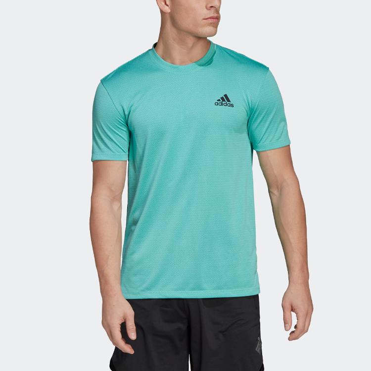 Adidas Alphabet Logo Print Round Neck Short Sleeve T-Shirt Men Tops Green HT9057