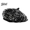 Classic Cap for Girls Women Sequined Beret Hat Sparkly Retro Artist Cap Stylish Versatile Outfit Accessory Adjustable Painter Street Party