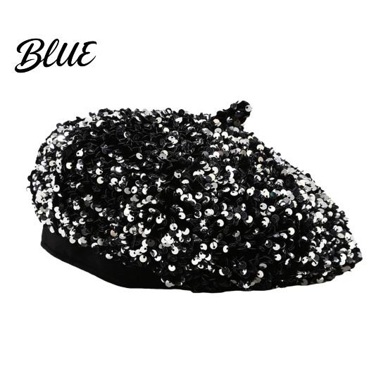 Classic Cap for Girls Women Sequined Beret Hat Sparkly Retro Artist Cap Stylish Versatile Outfit Accessory Adjustable Painter Street Party