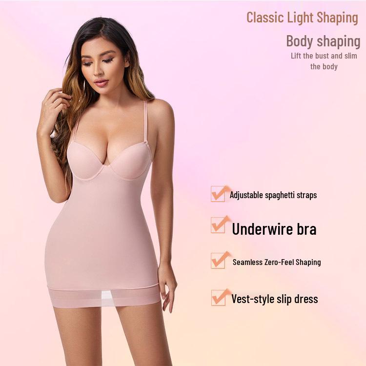 Plus Size Postpartum Body-Shaping Dress with Built-in Bra and Abdominal Support