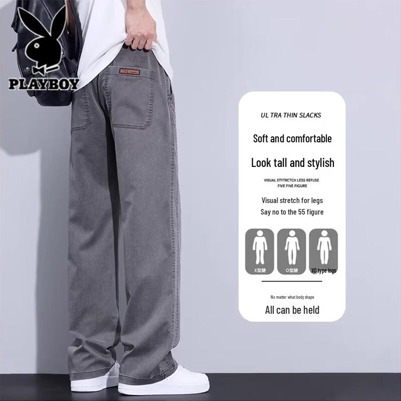 Playboy Men's Summer Tencel Loose Straight Jeans