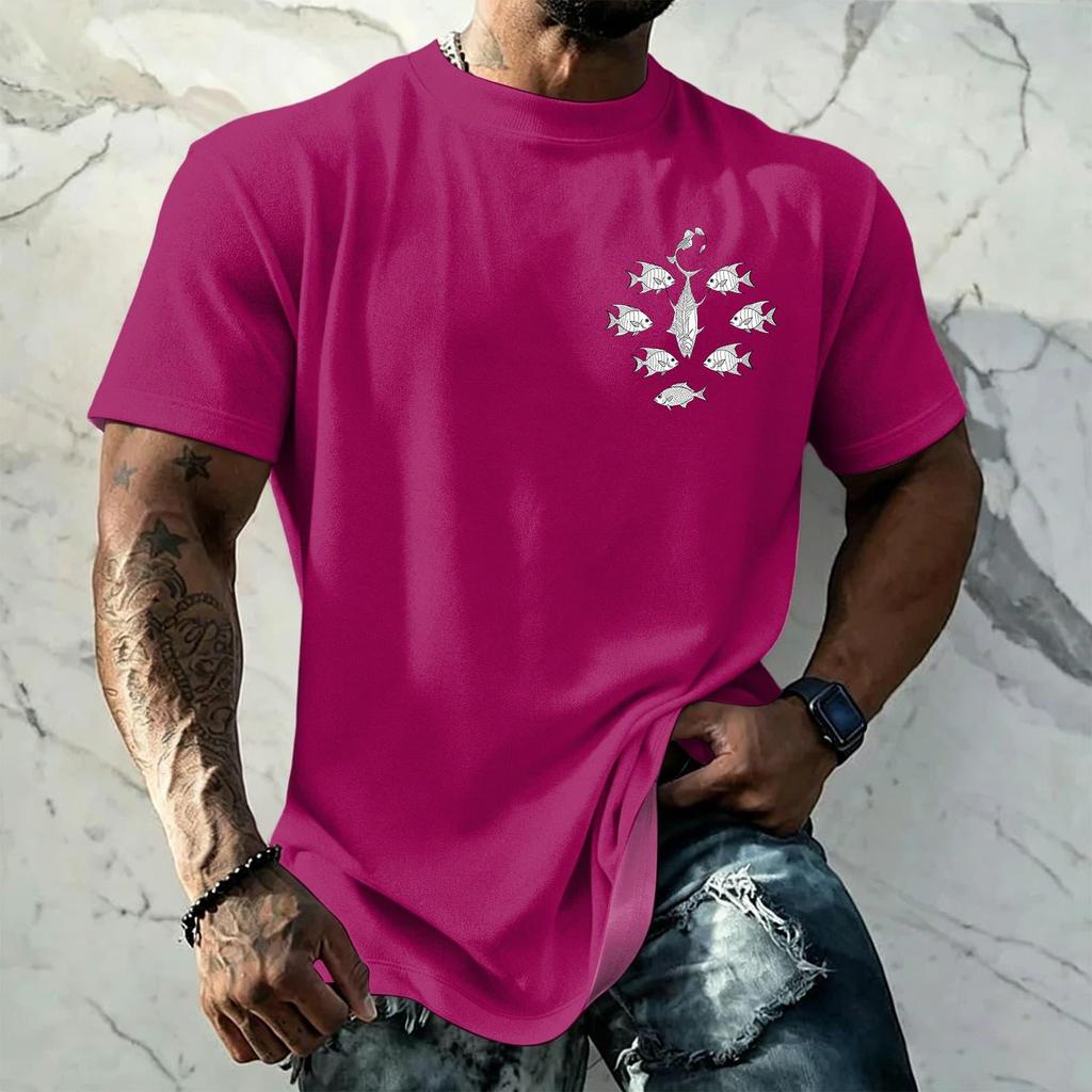 Men's Vintage Hawaiian Texture Printed Short Sleeve T Shirt Loose Fit Casual Summer Daily Wear Top for Outdoor Activities