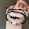 New 2pcs Natural Moonstone Obsidian Rabbit Cat Couple Bracelets for Women Men Charm Cats Bracelets Fashion Jewelry Friends Gifts