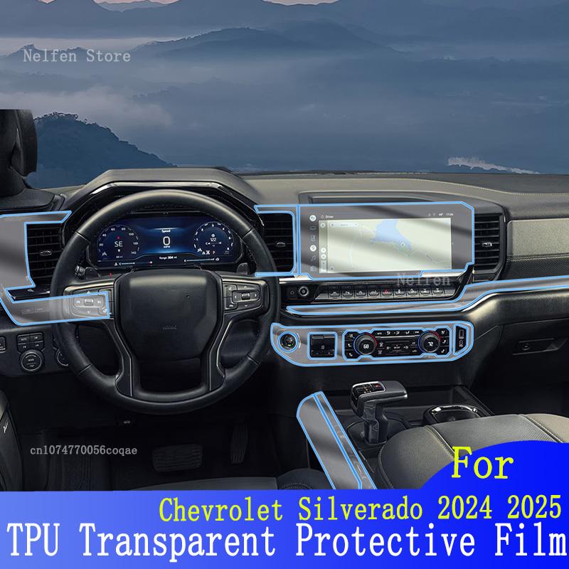 For Chevrolet Silverado 2024 2025 Car Interior Dashboard Navigation TPU trcument Protective Transparent condition Accessories