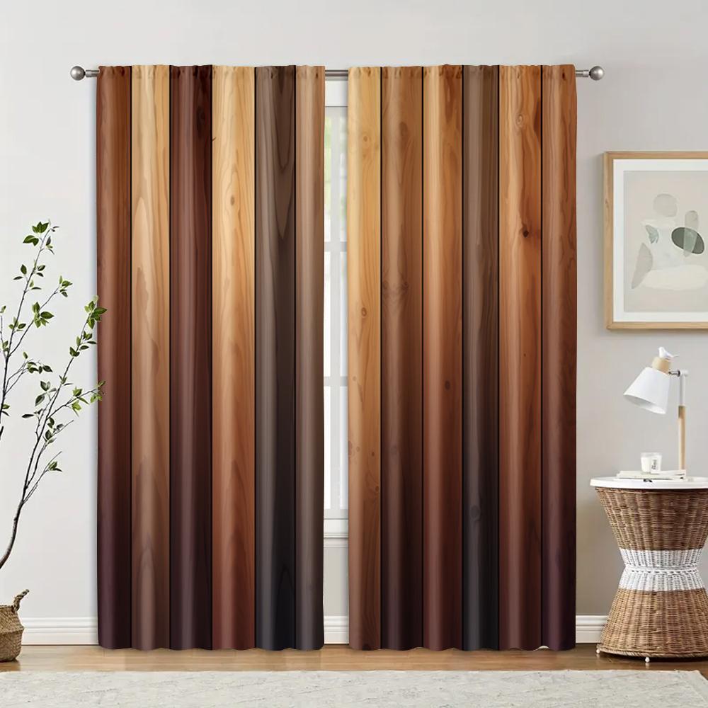 2pcs   Curtains&Drapes Abstract woodblock printing Versatile 100% Polyester (without rod) Holiday for Living Room   Bedroom