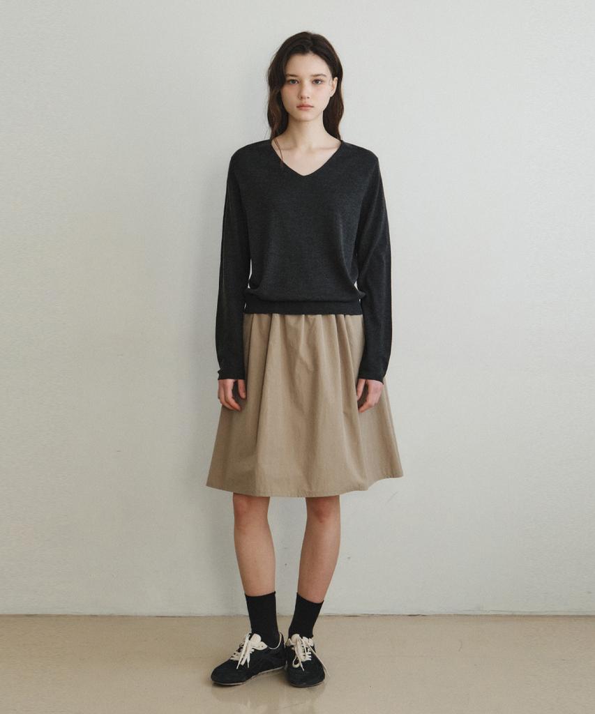 Wednesday Oasis For Woman Soft Lean V-Neck Knit_Charcoal(Wc26Kn13)