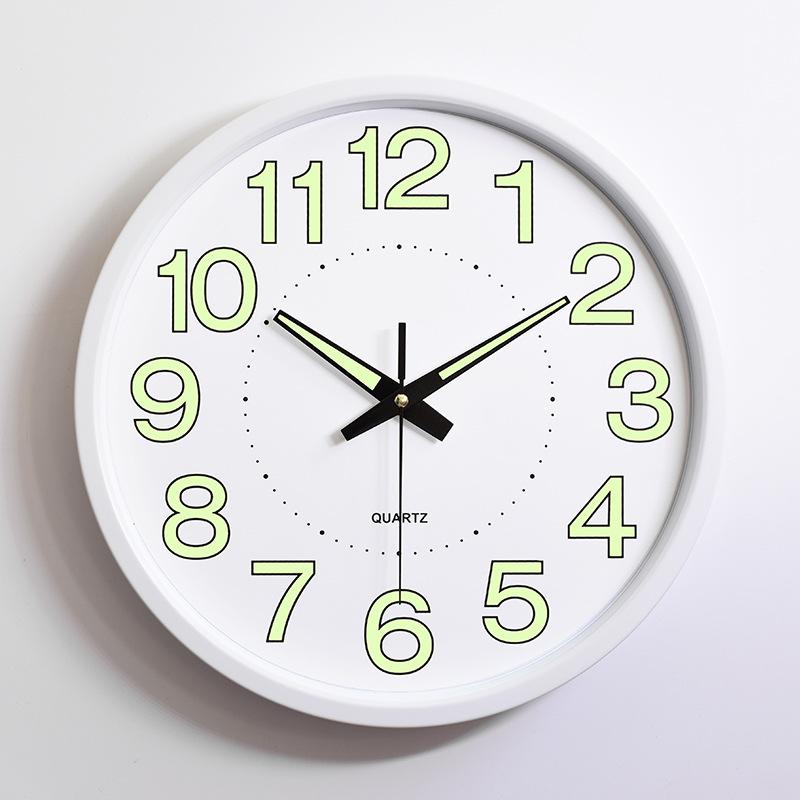 

12-inch Metal Aluminum Clock Luminous Wall Clock Quartz Clock Bedroom Living Room Wall Clock Simple Clock