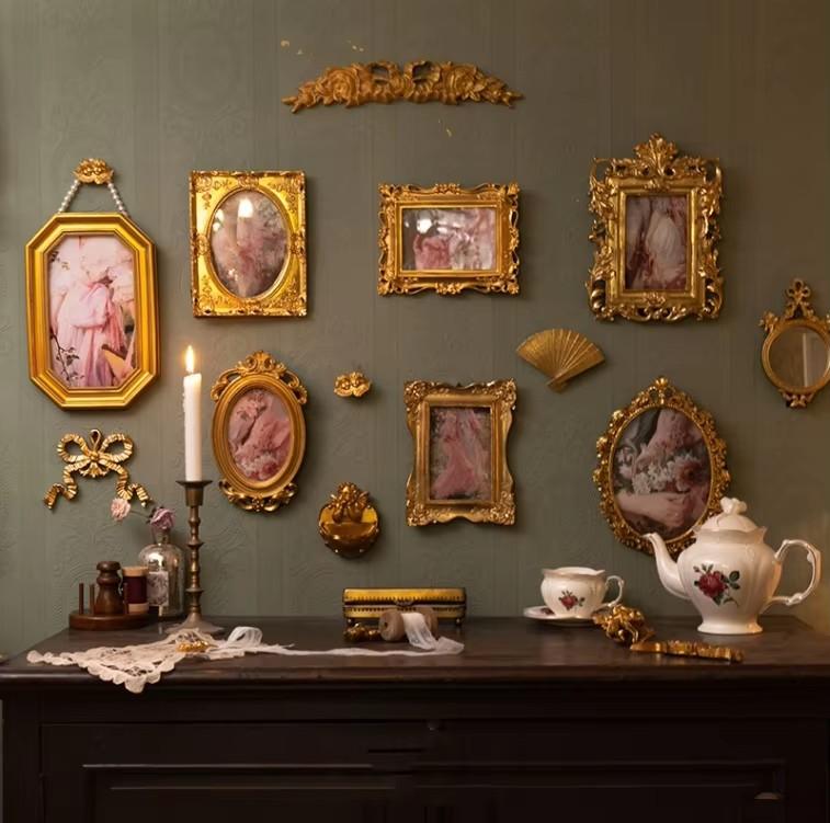 Europe Retro Art Palace Relief Photo Frame Resin Wall Hanging Painting Home Homestay Wall Mural Decoration Hotel Club Wall Craft