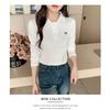POLO shirt, spring and autumn 2026 new model, base shirt with bow embroidery, women's slim-fit t-shirt