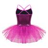 Mädchen Glitzerndes Meerjungfrauen-Tutu-Kleid mit Spaghettiträgern und Schuppenmuster, Ballett-Aufführungskleidung