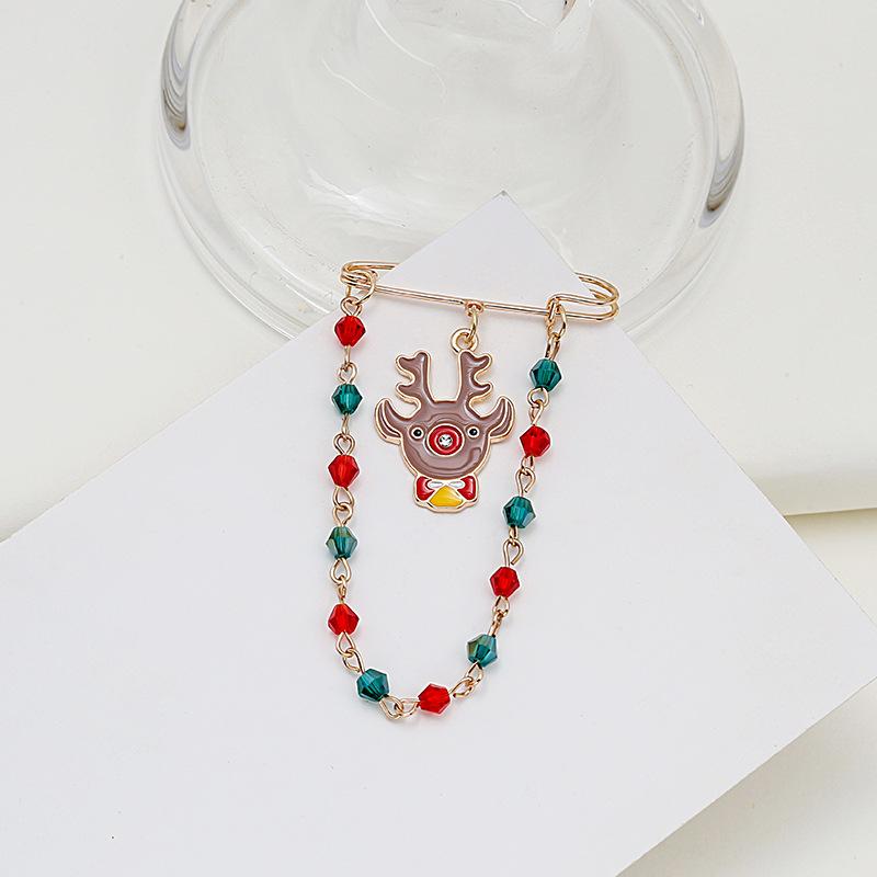 Cartoon New Christmas Brooch Retro Metal Tassel Dripping Oil Christmas Wreath Old Man Brooch Pin Batch
