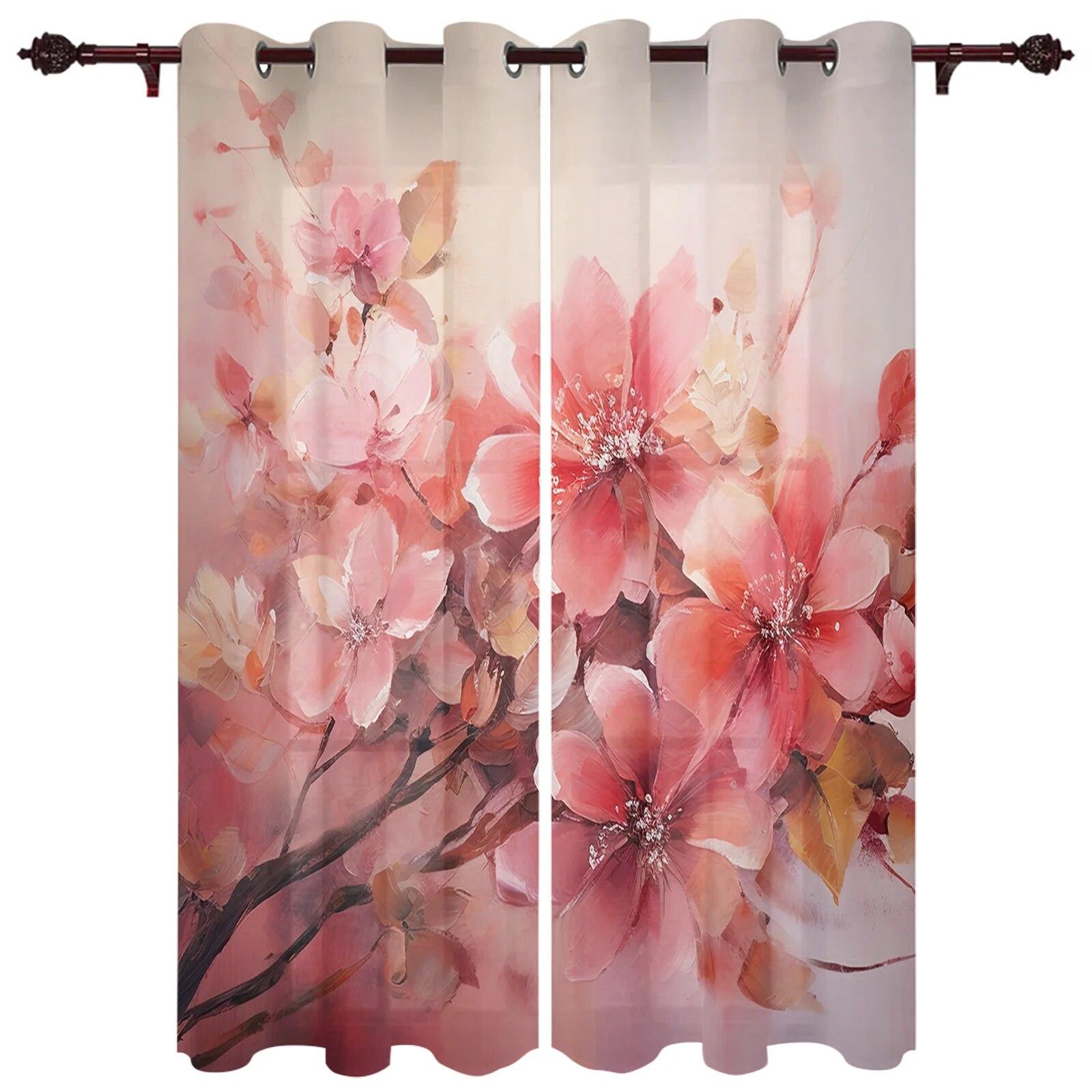 

Цветы и листья акварельные оконные шторы для гостиной роскошные шторы для спальни кофе Декор для кухни шторы