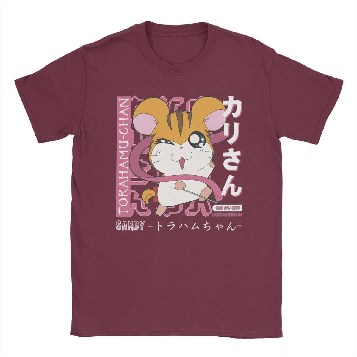 

Забавные футболки с аниме «Сэнди Хамтаро» для мужчин, круглый воротник, 100% хлопок, футболки с коротким рукавом, топы для подарка на день рождения XXXXXL бордовый